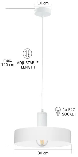 ARCANE kábeles függőlámpa 1xE27/60W/230V, fehér