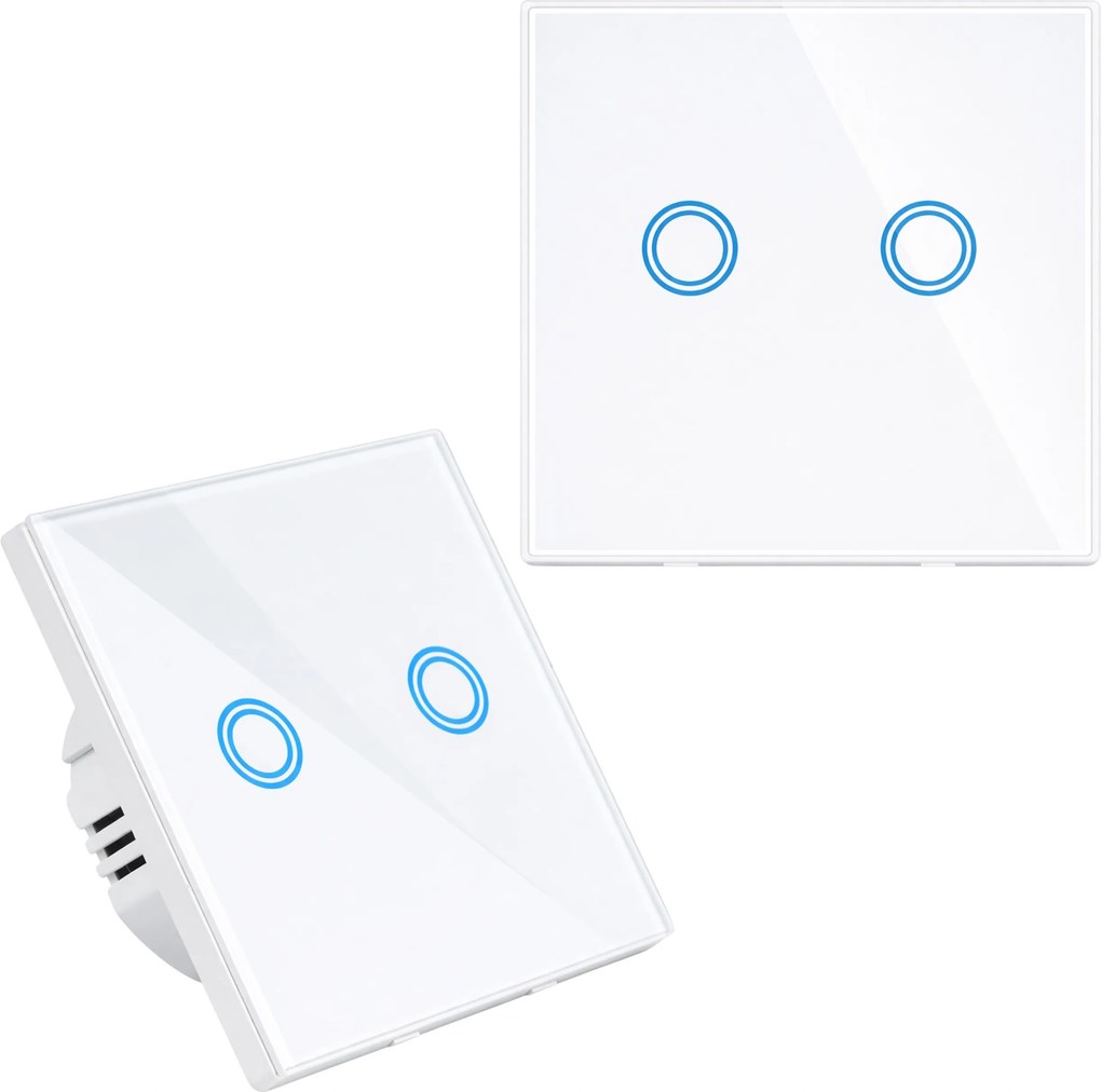 Fénykapcsoló Dupla 9x9x4 cm Fehér Érintőkapcsoló Tartós