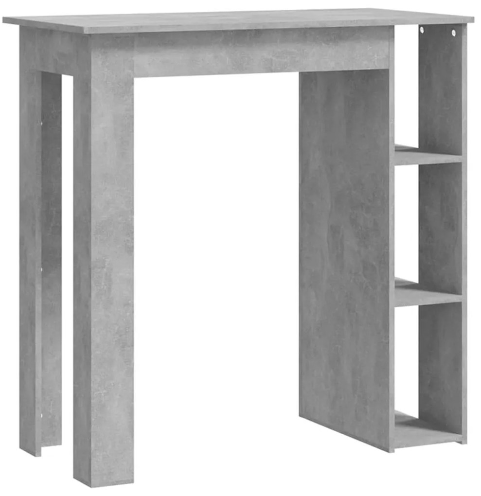 Betonszürke szerelt fa bárasztal polccal 102 x 50 x 103,5 cm