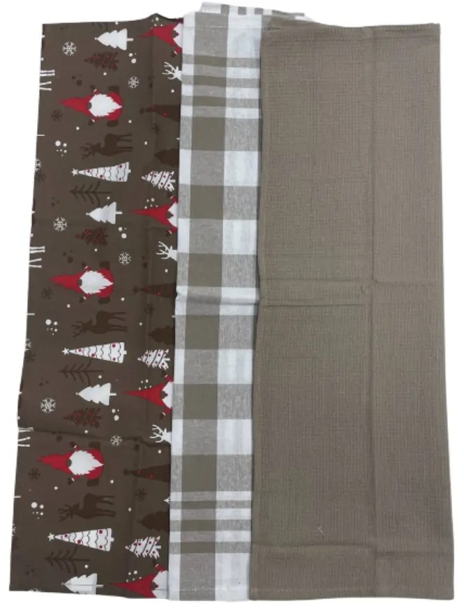 Konyharuhák karácsonyi Christmas barna 45x70cm 3 db TiaHome