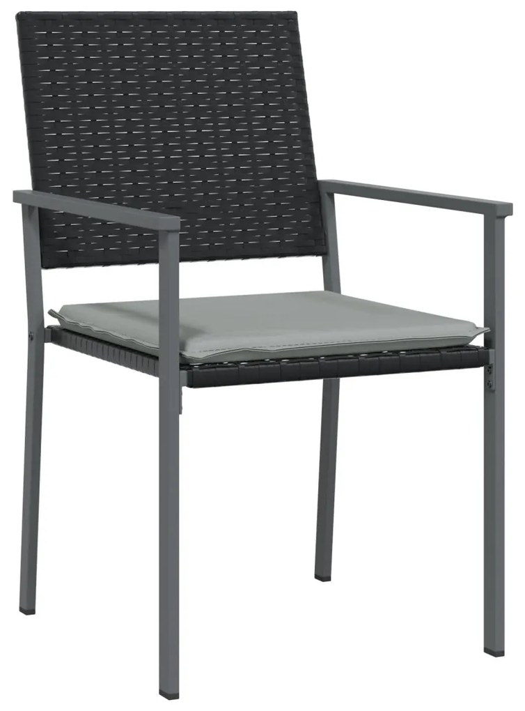 4-es szett Fekete PE rattan, porszórt acél 54x62.5x89 cm