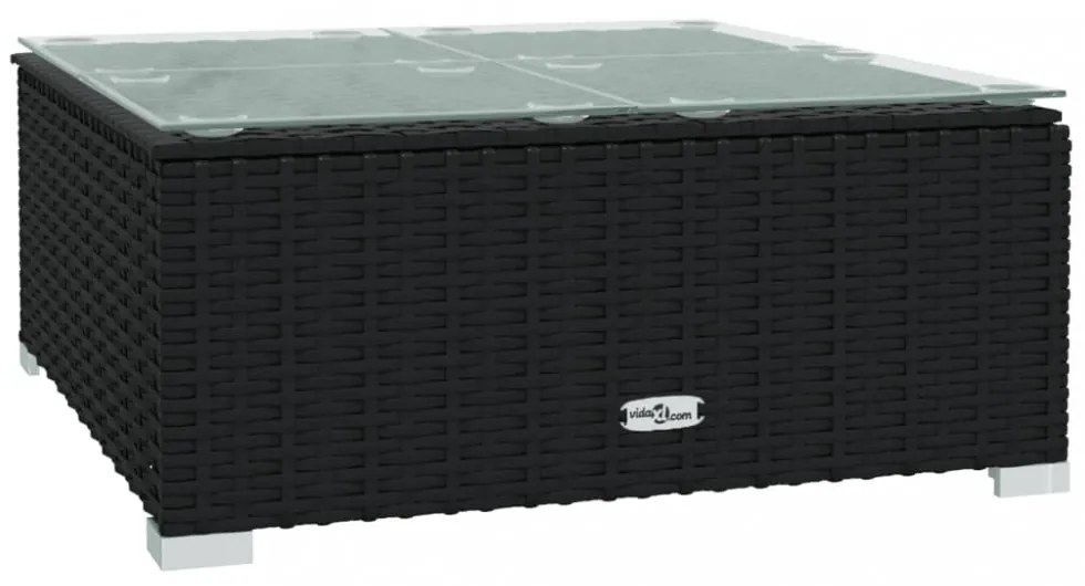 vidaXL 9 részes fekete polyrattan kerti ülőgarnitúra párnákkal