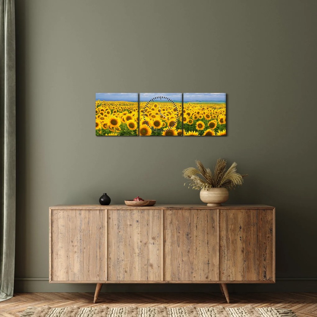 A napraforgó mező képe (órával) (90x30 cm)