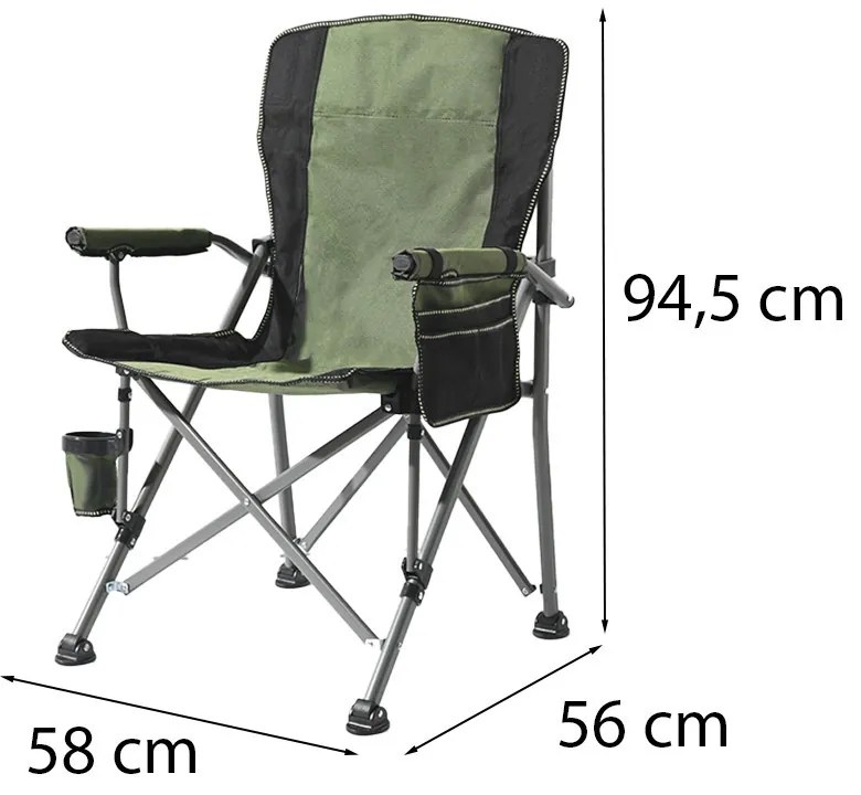 Leziter Comfort karfás horgász szék pohártartóval zöld