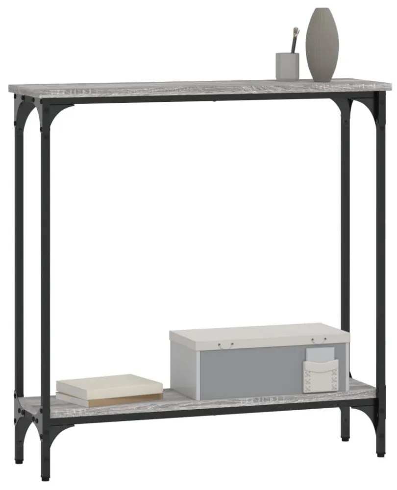 szürke sonoma színű szerelt fa konzolasztal 75x22,5x75 cm