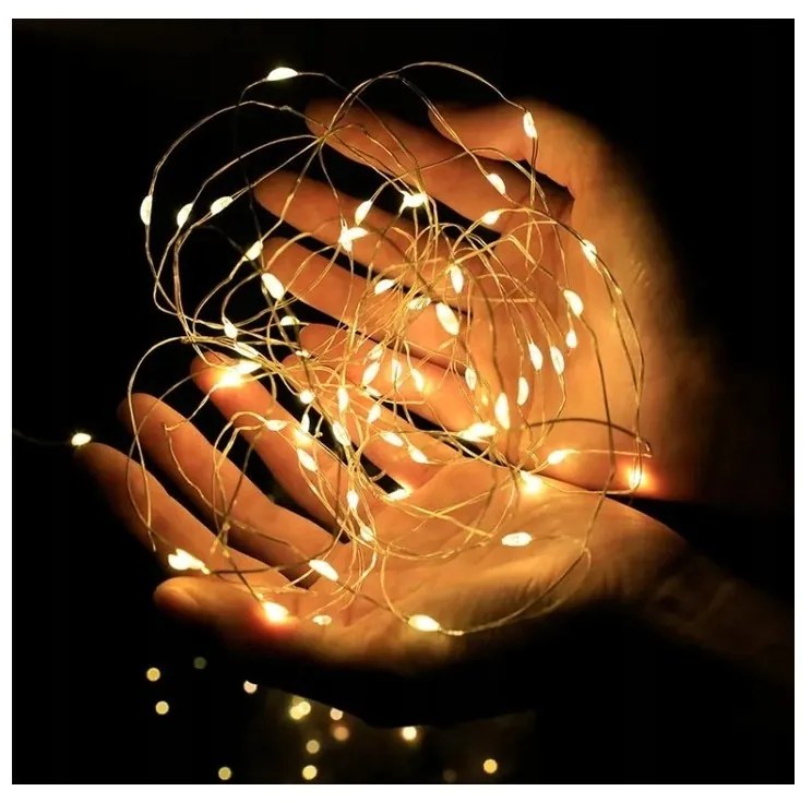 Karácsonyi fénylánc 50 LED-es, meleg fehér