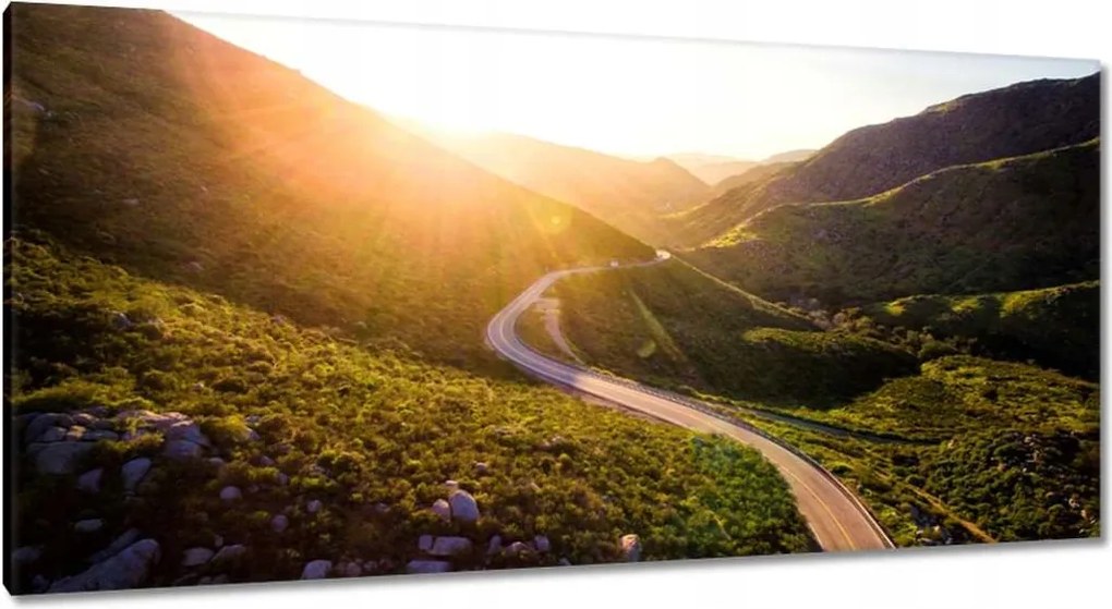 Vászonkép 115x55 Út Erdő Hegyek