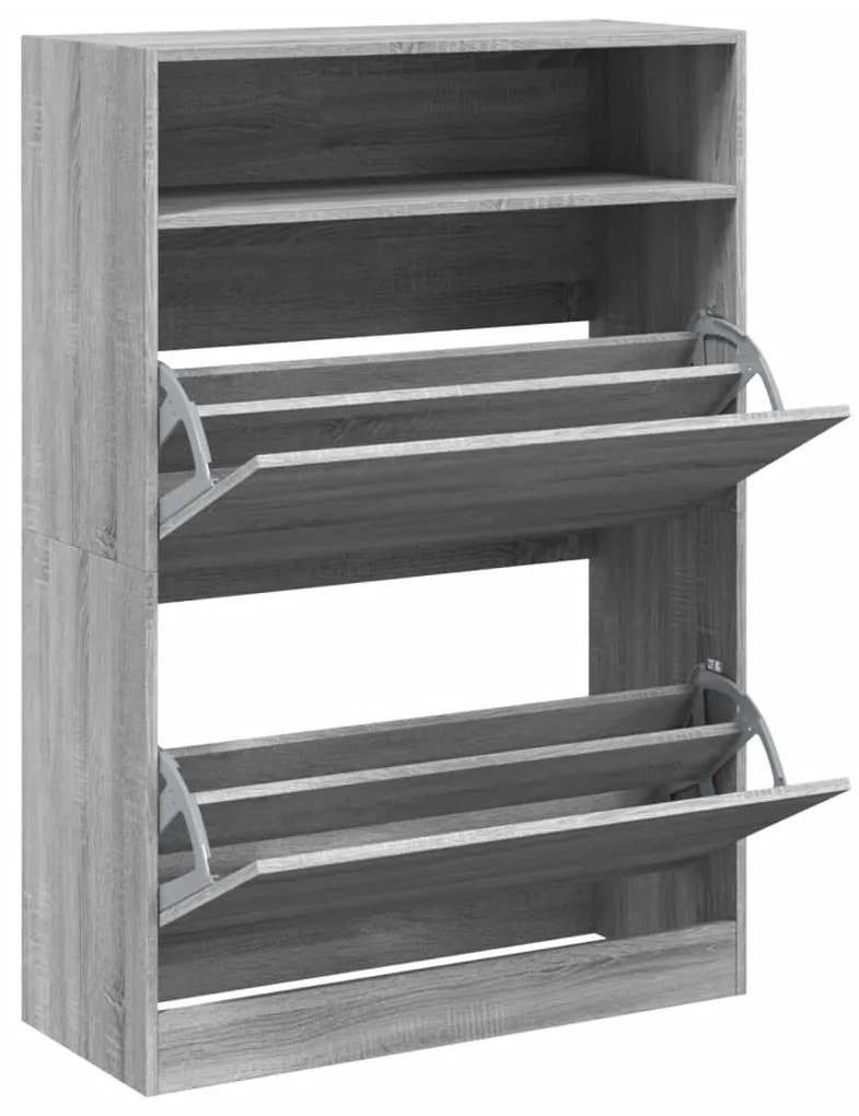 szürke sonoma cipőszekrény 2 kihajtható fiókkal 80x34x116 cm