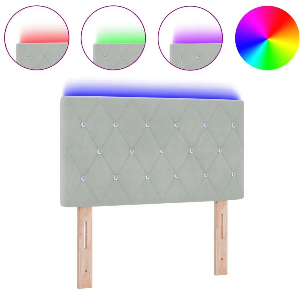 LED Fejvég Kristály Gombos Tűzött Világosszürke 80 cm Velúr