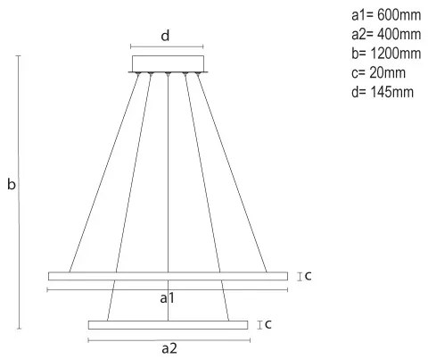 LED fényerőszabályozható, kábelre függesztett csillár LED/55W/230V 3000-6500K átm. 60 cm + távirányító