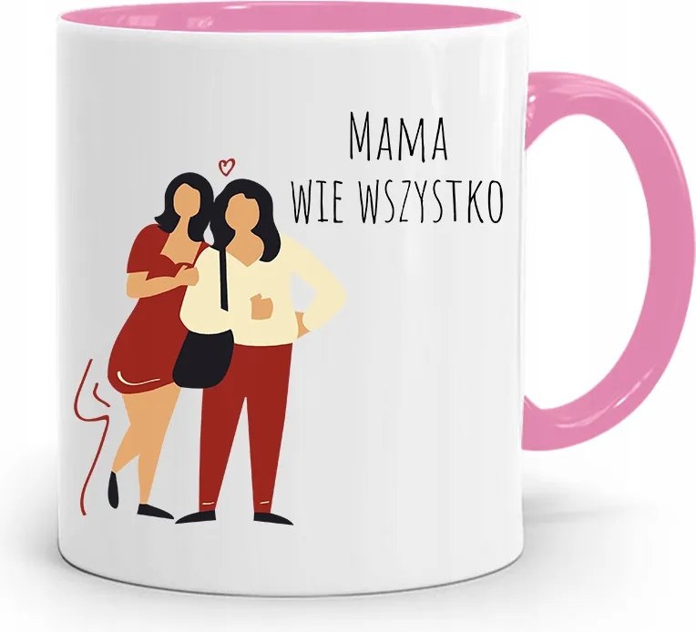 Rózsaszín Bögre Ajándék Anyukáknak Anya Mindent Tud fényképes nyomattal