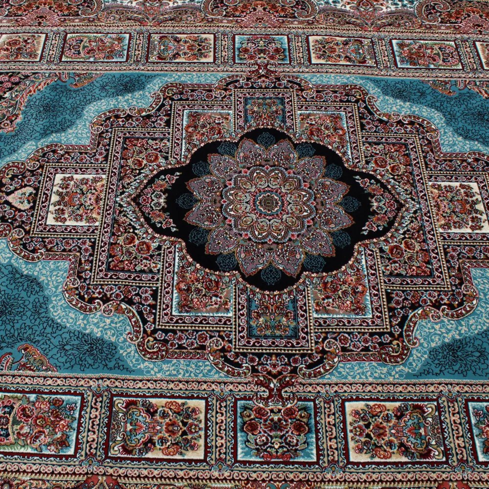 Perzsa szőnyeg türkiz TABRIZ 160x230 luxus nappali szőnyeg akrilból