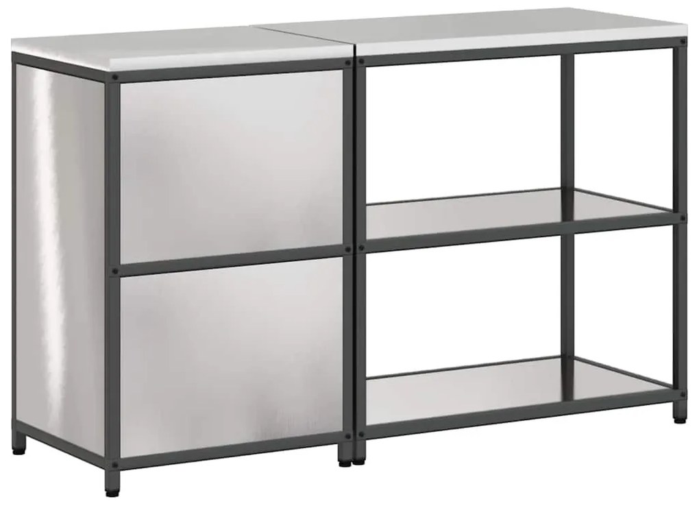 Konyhai Tároló Készlet polcokkal 2 pcs Ezüst 150 x 50 x 92 cm