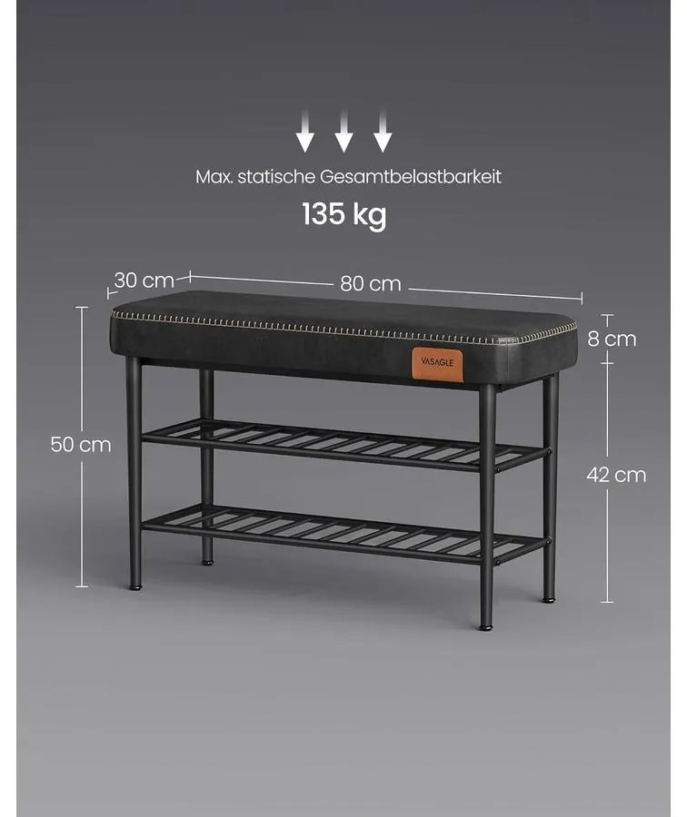 EKHO Cipőpad, Bejárati cipőtartó 30x80x50 cm, fekete