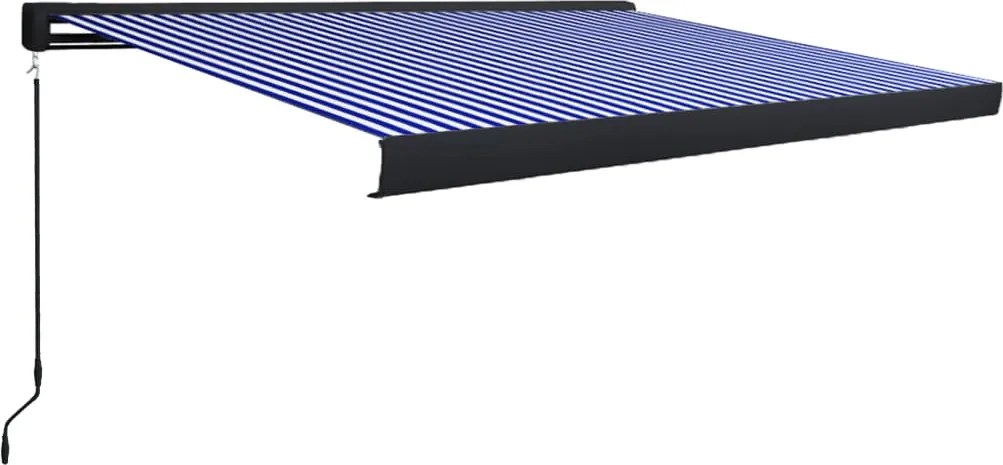 vidaXL kék és fehér manuális kazettás napellenző 450 x 300 cm