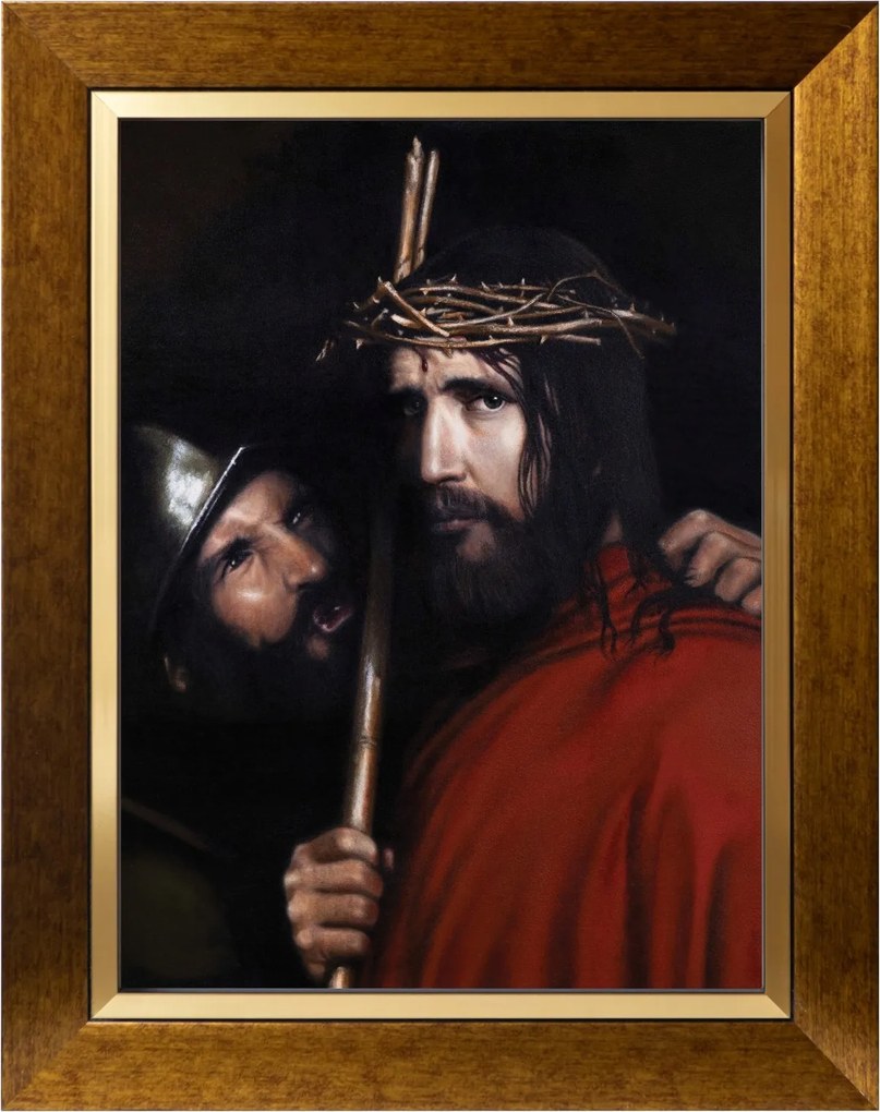 Jézus Krisztus Szakrális Kép Arany Vászon Díszkeret 30X40