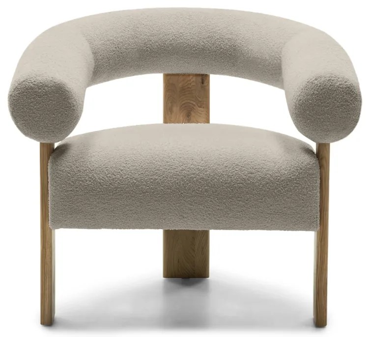 Bézs design fotel KOKEI, tölgy