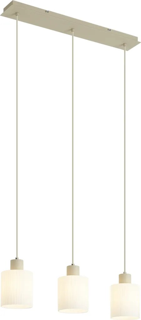 Scandinavische hanglamp beige met wit glas 3-lichts - Wisp