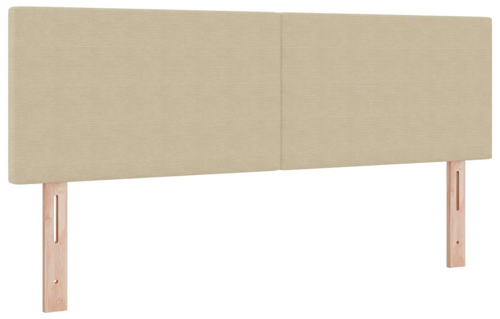 Boxspring Ágy Matrac&LED Fény Zöld Szürke 140x200 cm Corduroy Anyag