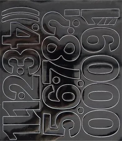 Öntapadós matrica, 5 cm-es, számlap, fekete (LUIN143)