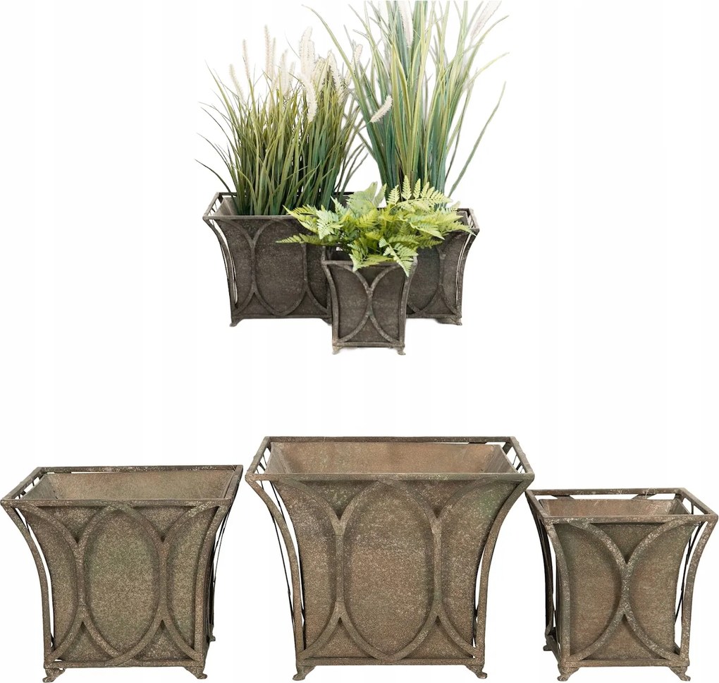 Virágtartó Fedél Szögletes Nagy Loft Pálmafához Erkély Teraszra 3 Db