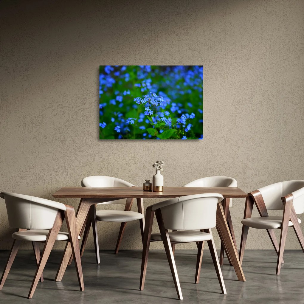 A kék virágok képe (üvegen) (70x50 cm)