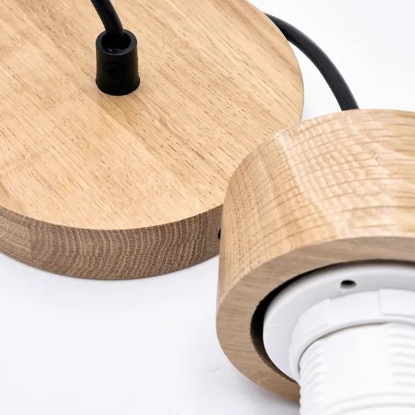 Csillár zsinóron HARMONY 1xE27/15W/230V átm. 14 cm fehér/tölgy