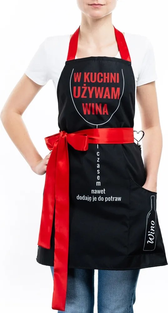 Konyhai kötény a bort főző hölgy számára