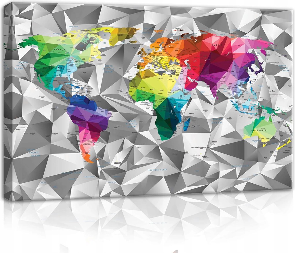 Vászonkép 60x40 Világtérkép poligonális háttér absztrakt geometria utazás