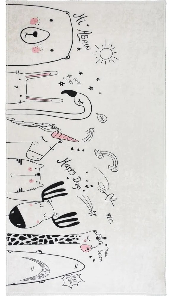 Elefántcsont színű mosható gyerek szőnyeg 100x160 cm Animal Kingdom – Vitaus