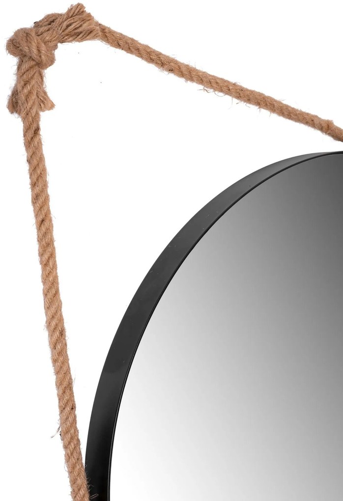 Tutumi Tutumi, kerek tükör 60 cm fekete keretben kötélen MSJ-60B, fekete-barna, HOM-09804