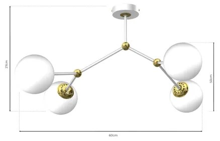 Csillár JOY 4xE14/40W/230V fehér/arany