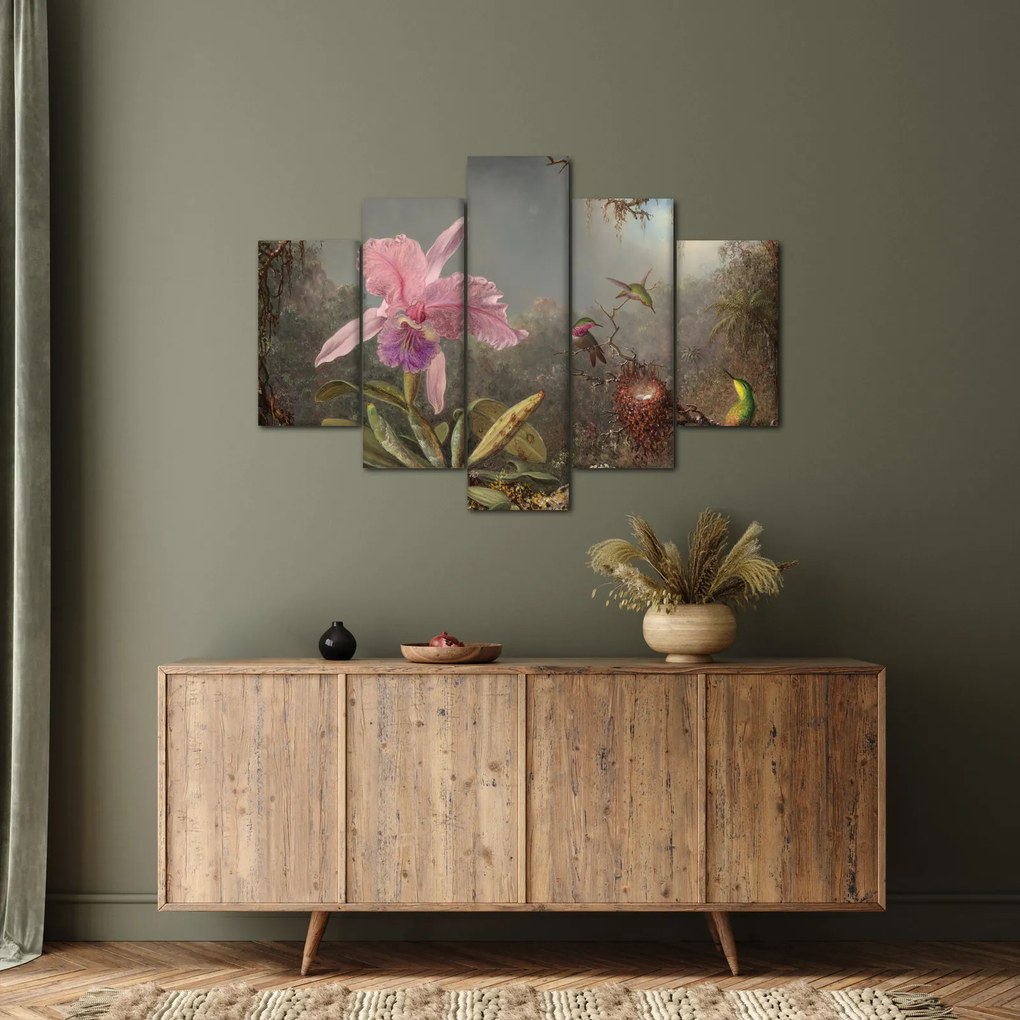Kép - Martin Johnson Heade, Cattleya Orchid and Three Hummingbirds, reprodukciók (150x105 cm)