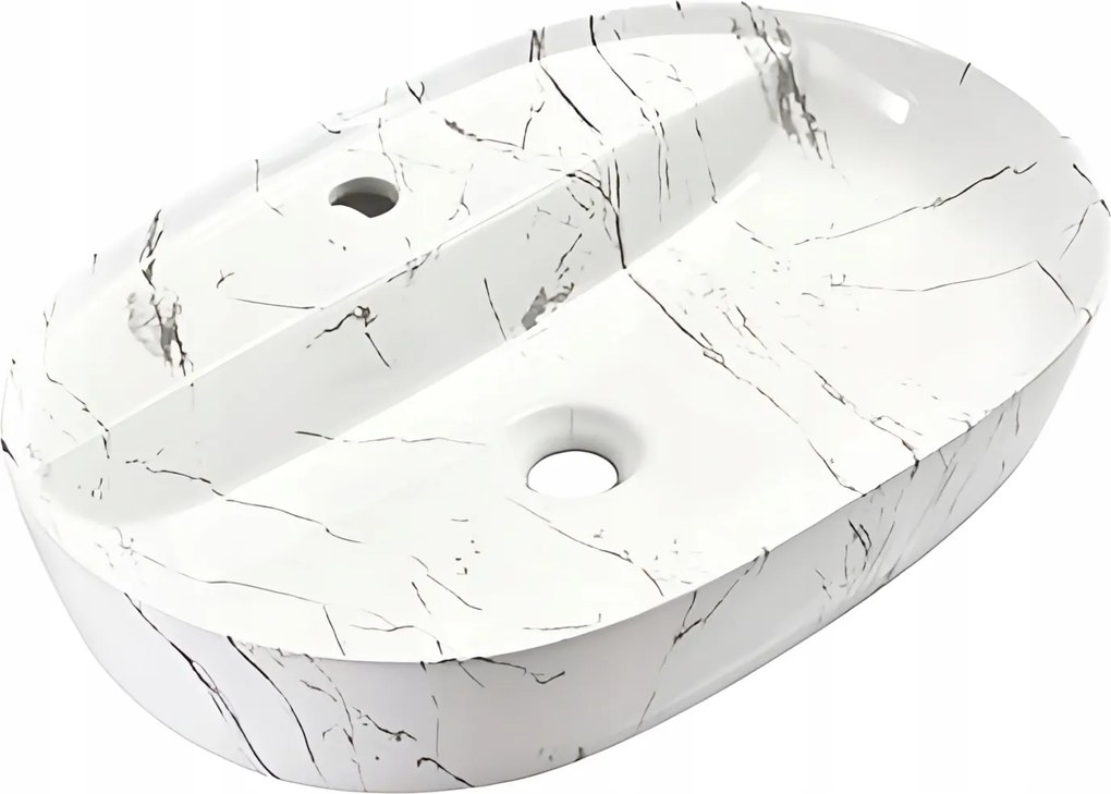 Mosdókagyló kerámia asztallap márvány színben 50x40x13 Bútor