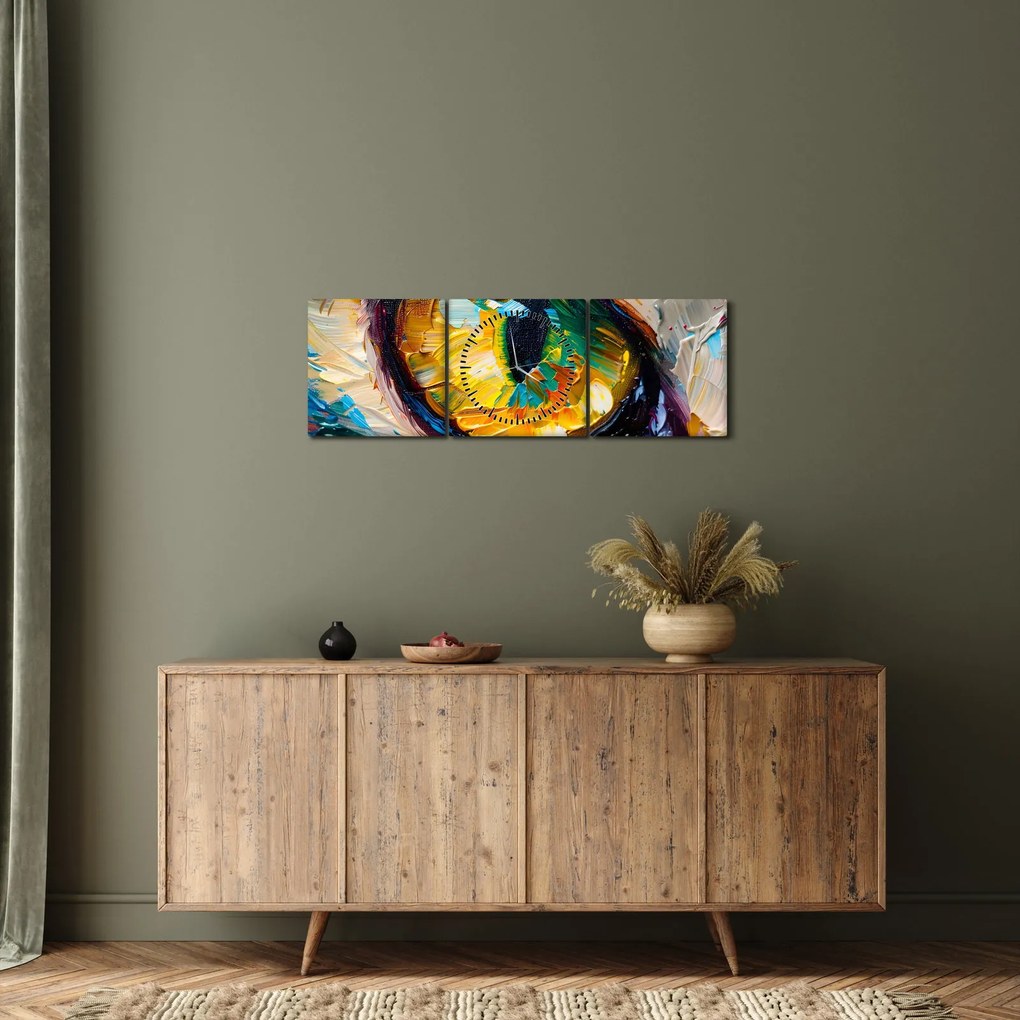 Kép - Macskaszem festmény (órával) (90x30 cm)