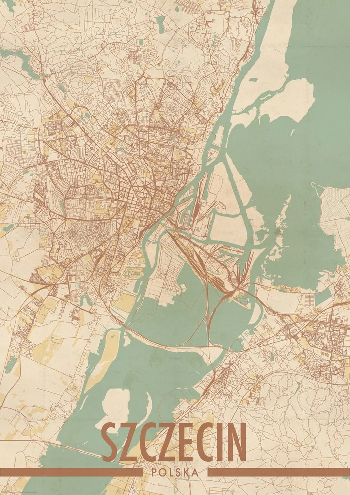 Szczecin Várostérkép poszter A2 42x59,4 cm