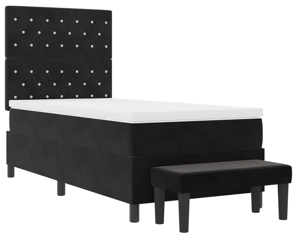 Boxspring Ágy matraccal & paddal Fekete 90x190 cm Bársony