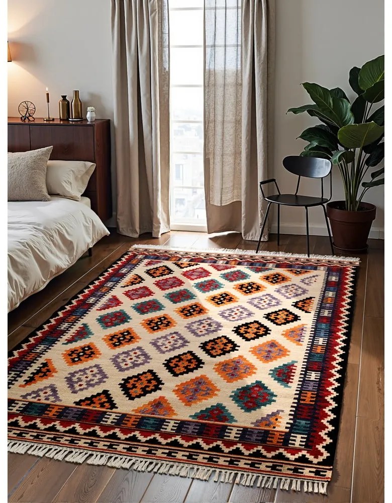 Piros kétoldalas kézi szövésű gyapjú szőnyeg 160x230 cm Kamal Kian – Nouristan