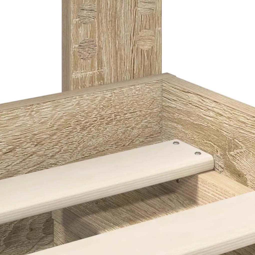 vidaXL Ágykeret matracmal Sonoma tölgy 75 x 190 cm Tömör fenyőfa