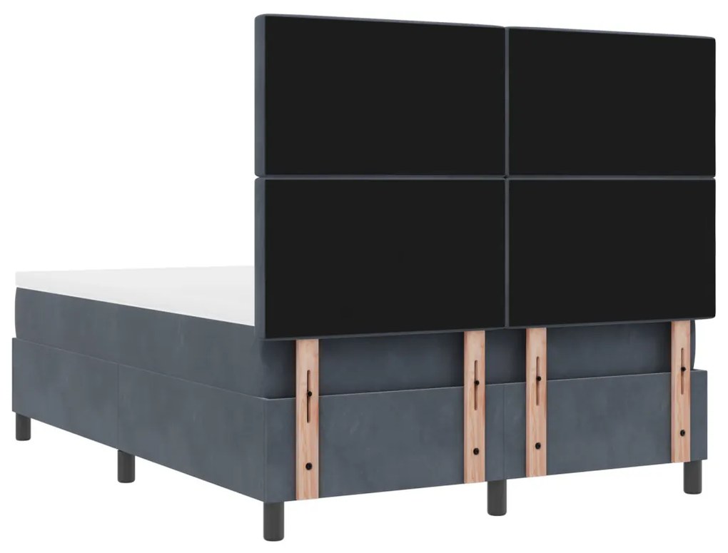 Boxspring Ágy Matraccal Sötétszürke 160x200 cm Bársony