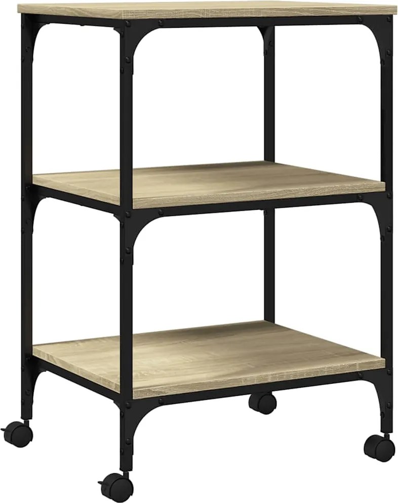 vidaXL 3 szintes sonoma tölgy színű nyomtatóállvány 50 x 41 x 75 cm