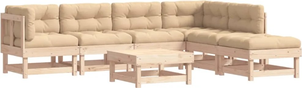 vidaXL 7 részes tömör fa kerti ülőgarnitúra párnával