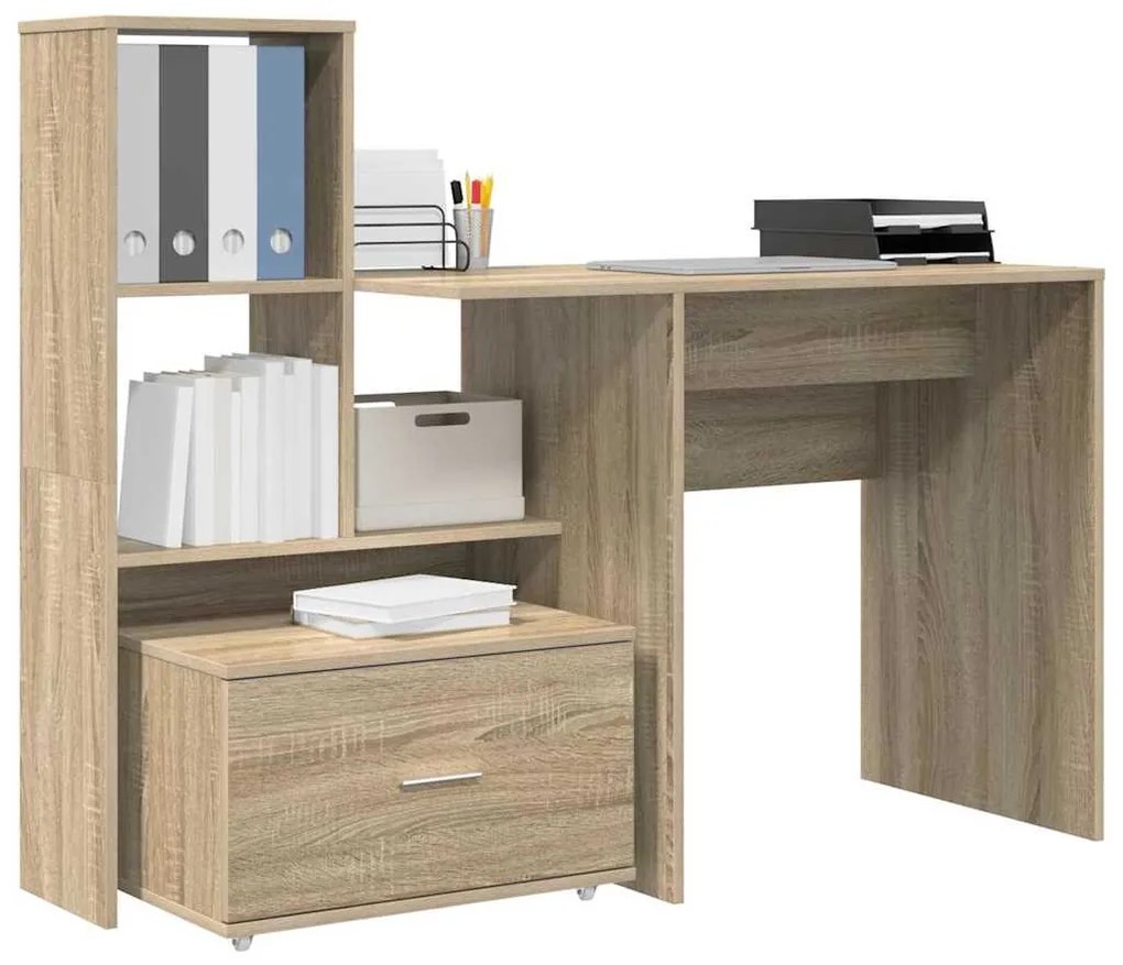 Asztal fiókkal sonoma tölgy 131.5 x 50 x 106.5 cm Faanyag