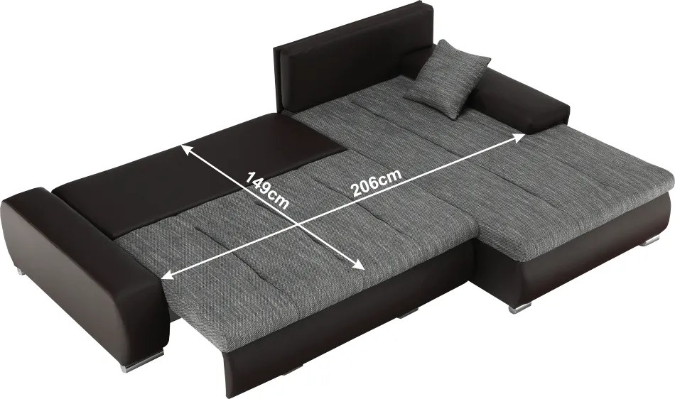 Sarokülőgarnitúra, barna/szürkésbarna melír, TRAMP