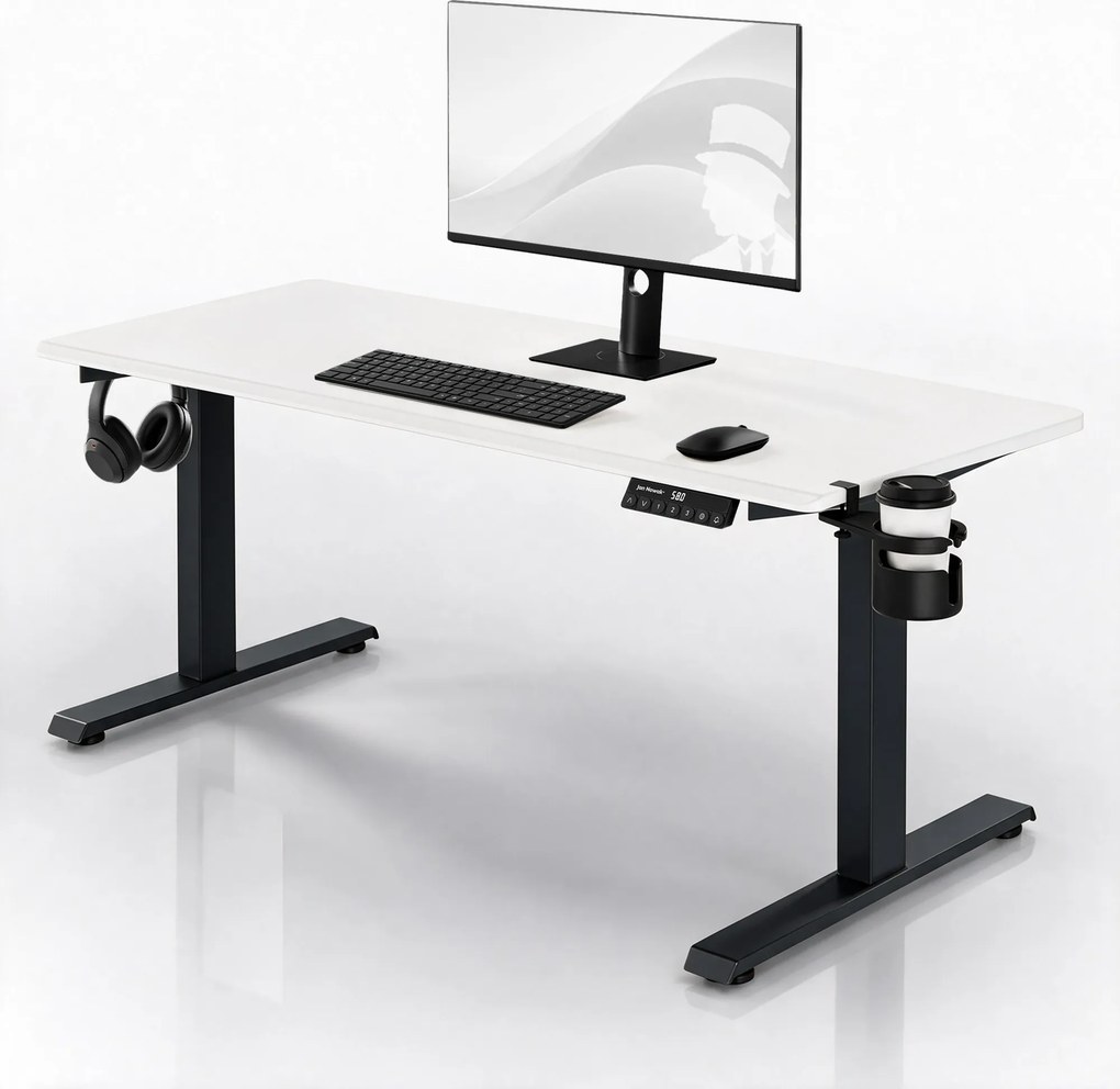 Elektromos íróasztal magasságállítással ergonomikus antracit-fehér, 1600x800 mm: ARIA