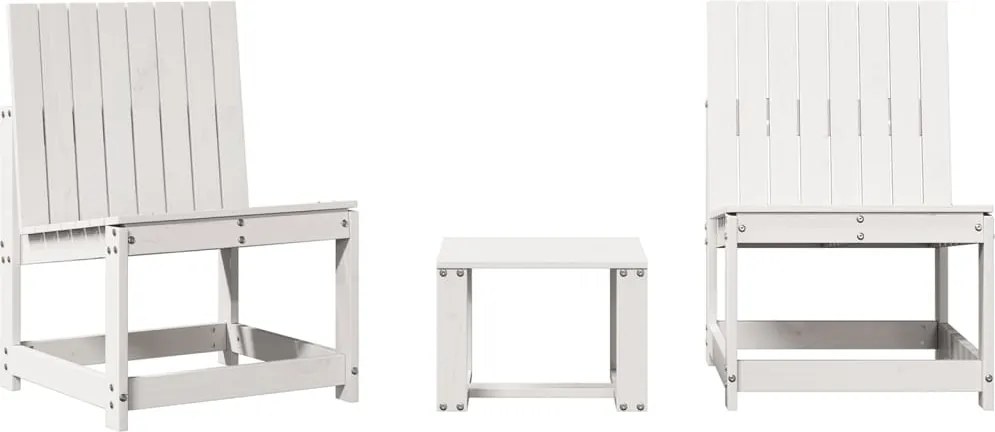 vidaXL 3 részes fehér tömör fenyőfa kerti ülőgarnitúra