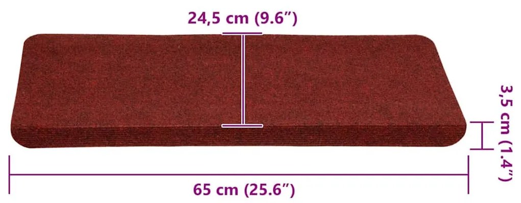 30 db piros öntapadó lépcsőszőnyeg 65x24,5x3,5 cm