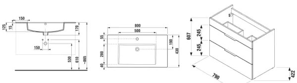 JIKA H4537621763001 - CUBE 80 cm fürdőszobai szekrény mosdóval, fehér