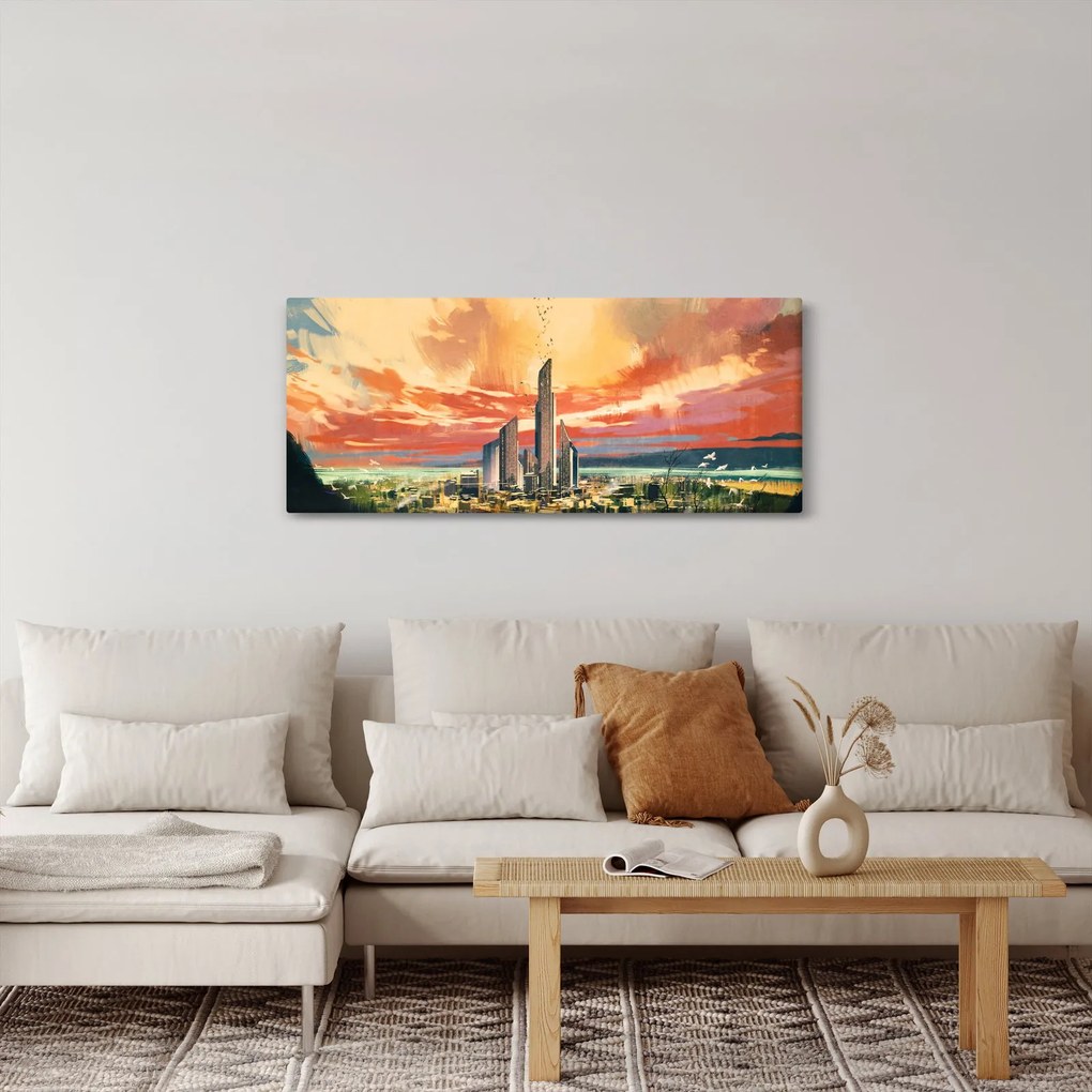 Kép - Festett város (120x50 cm)