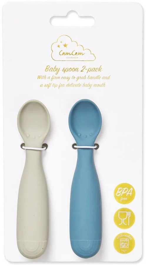 Kék-szürke szilikon gyerek kanál szett 2 db-os Midnight Mix – Cam Cam Copenhagen